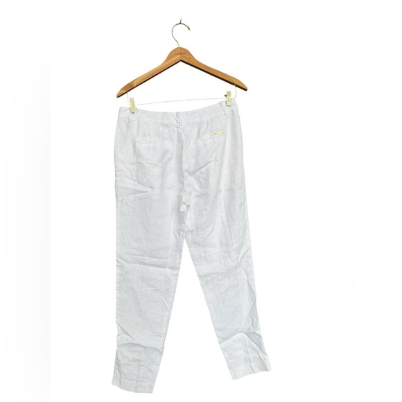 Michael Kors Women’s White 100% Linen Straight Trousers Size 4 Vacation Beach - Picture 4 of 7